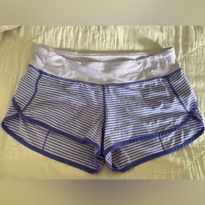 Lululemon purple striped running shorts size 8